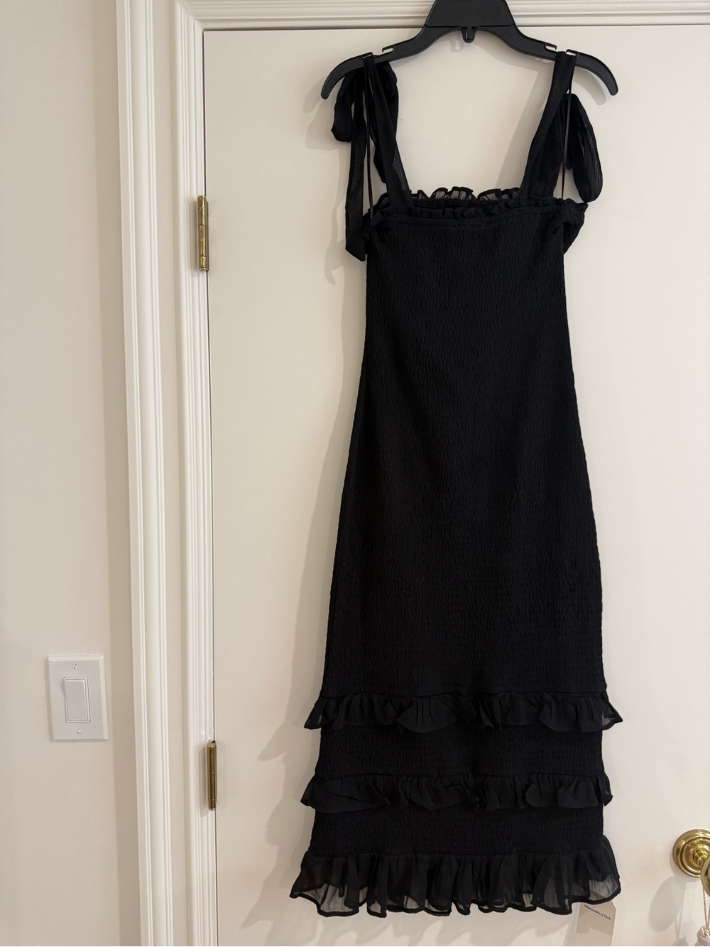 Abercrombie & Fitch Black Ruffle Midi Dress